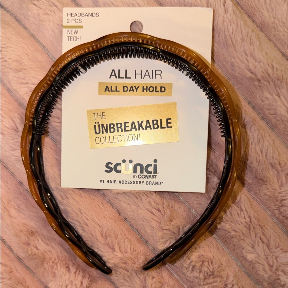 scunci Unbreakable Collection Headbands - Black and Brown